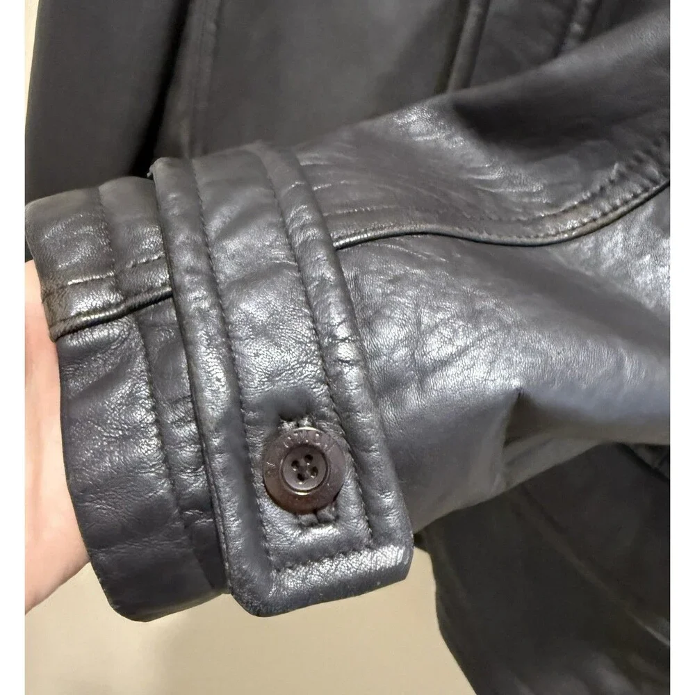Kenneth Cole Reaction Brown Genuine Leather Car Coat Mens M Thermolite Jacket